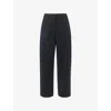 Whistles Womens Tapered-leg High-rise Stretch-cotton Trousers Black In Black