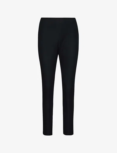 Whistles Womens Black Tapered Mid-rise Stretch-twill Trousers 16