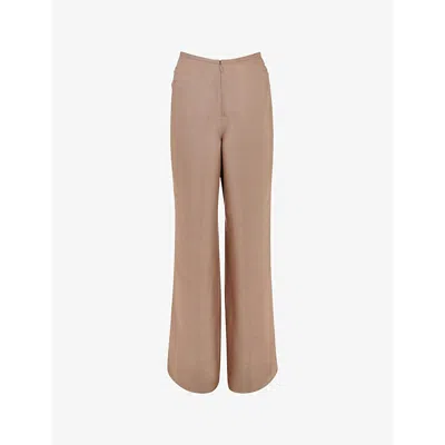 Whistles Womens Barely Black Teigan Flared-leg High-rise Metallic-satin Trousers