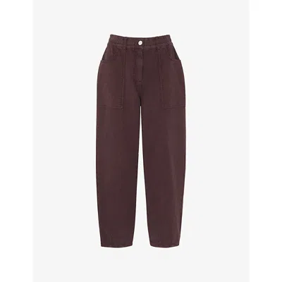 Whistles Womens Brown Tessa Relaxed-fit Mid-rise Stretch Cotton-blend Trousers