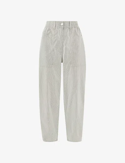 Whistles Womens Multi-coloured Tessa Striped Tapered Mid-rise Stretch-cotton Trousers