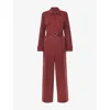 Whistles Womens Rust Trench-detail Long-sleeve Stretch-woven Jumpsuit In Multi