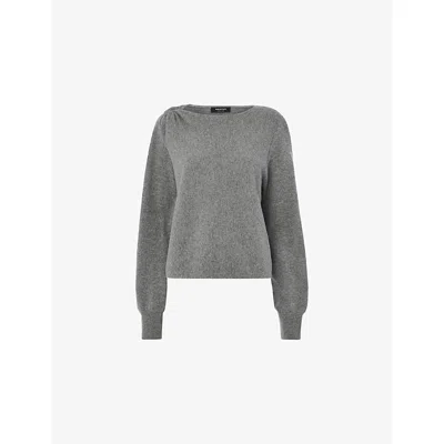 Whistles Womens Grey Twist-detail Regular-fit Wool Jumper In Gray