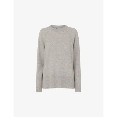 Whistles Womens Grey Ultimate Cashmere Crew-neck Knitted Jumper