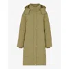 Whistles Omens  Una Relaxed-fit Hooded Shell Quilted Coat In Khaki/olive
