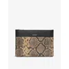 Whistles Womens Una Snake-print Logo-embossed Leather Pouch Multi-coloured In Multi-coloured