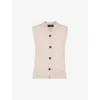 Whistles Wool V Neck Button Front Tank In Brown