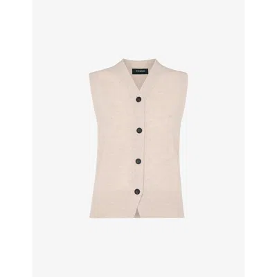 WHISTLES WOMENS BROWN V-NECK REGULAR-FIT WOOL VEST