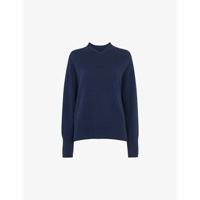 Whistles Omens  V-neck Relaxed-fit Cashmere Jumper In Navy