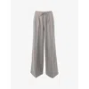 Whistles Womens Multi-coloured Wide-leg Herringbone Stretch-woven Trousers In Gray