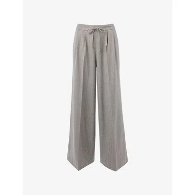 Whistles Womens Multi-coloured Wide-leg Herringbone Stretch-woven Trousers In Gray