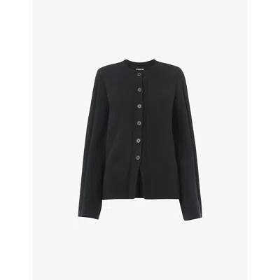 Whistles Womens Wide-sleeved Cotton-blend Cardigan Black