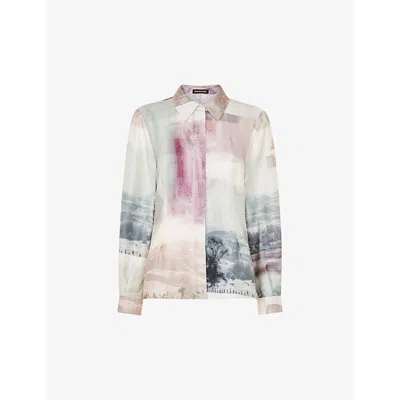 Whistles Omens  Wild Horse-pattern Silk Shirt In Ivor/multi