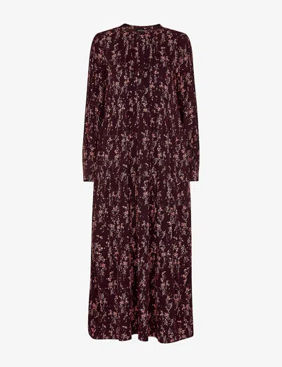 Whistles Wisteria Dot-print Trapeze-shape Woven Midi Dress In Multi-coloured