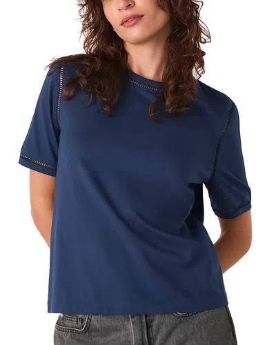 Whistles Openwork Trim Tee In Blue