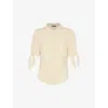 Whistles Womens Cream Oval Spot-print Tie-sleeve Woven Blouse In Cream
