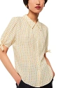Whistles Womens Cream Oval Spot-print Tie-sleeve Woven Blouse In Ivory/multi