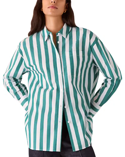 Whistles Oversized Striped Shirt In Green/multi
