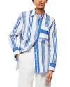 Whistles Painted Stripe Oversized Shirt, Size 12 In Blue/multi