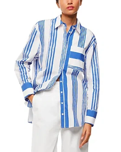 Whistles Painted Stripe Oversized Shirt In Blue