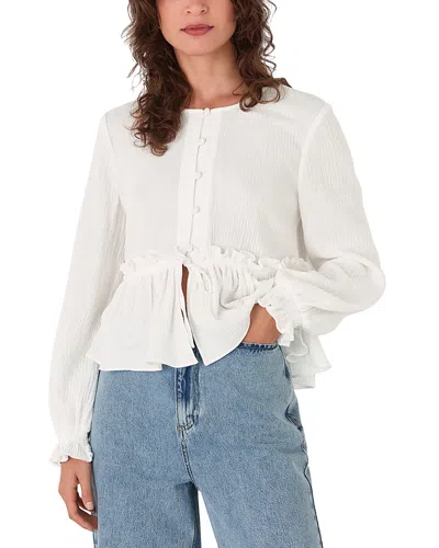 Whistles Peplum Hem Blouse In White