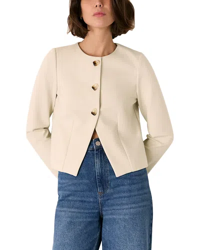 Whistles Petite Anne Ponte Button Jacket In Neutral