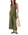 Whistles Petite Belted Seamed Linen Jumpsuit In Green