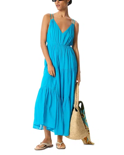 Whistles Petite Cotton Maxi V Neck Sundress In Blue
