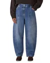 Whistles Petite Elasticated Waist Barrel Jeans In Denim In Blue