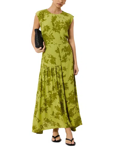 Whistles Petite Floral Asymmetric Dress In Green