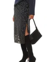 Whistles Petite Floral Sequined Midi Skirt In Black Multi