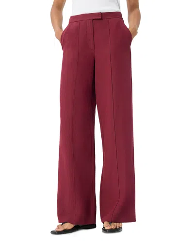Whistles Petite Full Length Pintuck Trousers In Burgundy