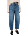 Whistles Petite High Rise Barrel Leg Jeans In Denim In Denim