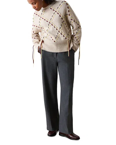Whistles Petite High Rise Straight Leg Pants In Gray