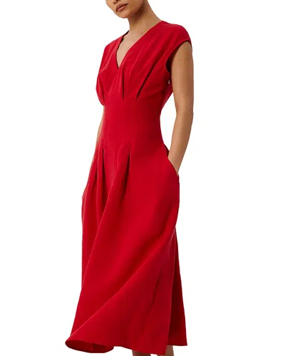 Whistles Petite Panel Linen Blend Dress In Red