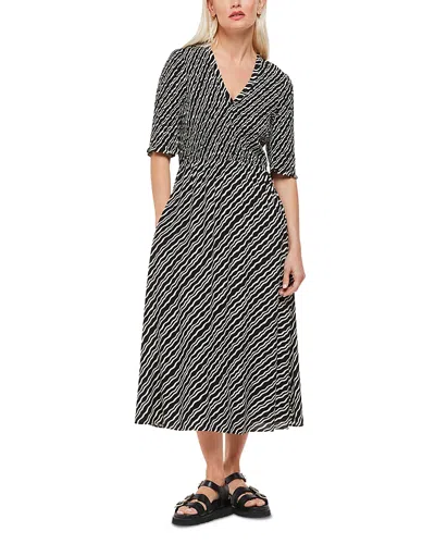 Whistles Womens Black Graphic-print Shirred-bodice Woven Midi Dress In Black/multi