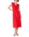 Whistles Petite Shirred Bodice Midi Dress In Red