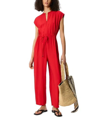 Whistles Petite Sleeveless Drawstring Jumpsuit In Red