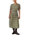 Whistles Petites Abstract Squares Midi Dress In Ivory/multi