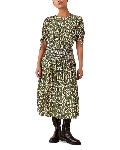 Whistles Petites Abstract Squares Midi Dress In Ivory/multi
