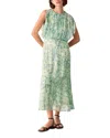 Whistles Womens Dashed Brush Marks Gathered Woven Midi Dress Multi-coloured In Green Multi