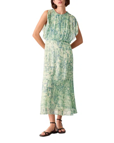 WHISTLES PETITES DASHED BRUSH MARKS MIDI DRESS