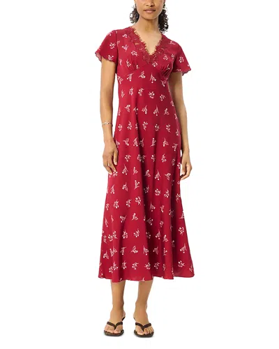 Whistles Petites Lace Trim Midi Dress In Red