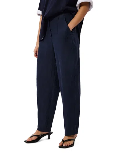 Whistles Petites Linen Barrel Leg Trousers In Blue