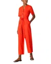 Whistles Fiona Linen Button Front Jumpsuit