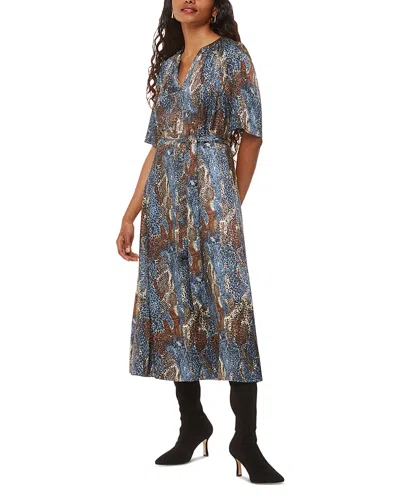 Whistles Petites Marlow Dashed Snake Print Midi Dress In Black/multi