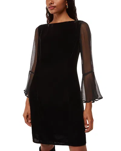 Whistles Petites Myla Velvet Mini Dress In Black