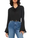 Whistles Pia Cowl Neck Top In Black