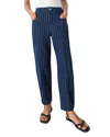 Whistles Womens Blue Pinstriped Barrel-leg High-rise Jeans