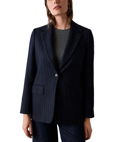 Whistles Pinstriped One Button Blazer In Blue